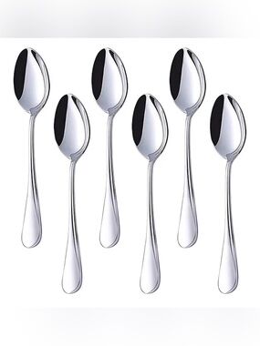 2 Sets of Stainless Steel Teaspoons - Polished Silver (Set of 6)